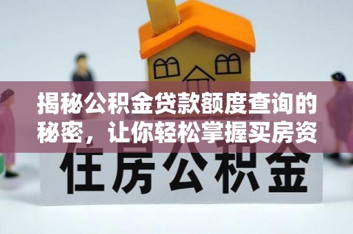 元阳揭秘公积金贷款额度查询的秘密，让你轻松掌握买房资金规划